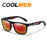 COOLMEN Gafas de sol polarizadas clásicas cuadradas para hombre, pesca, exteriores, conducción, ciclismo, correr, estilo vintage, montura grande, protección UV400