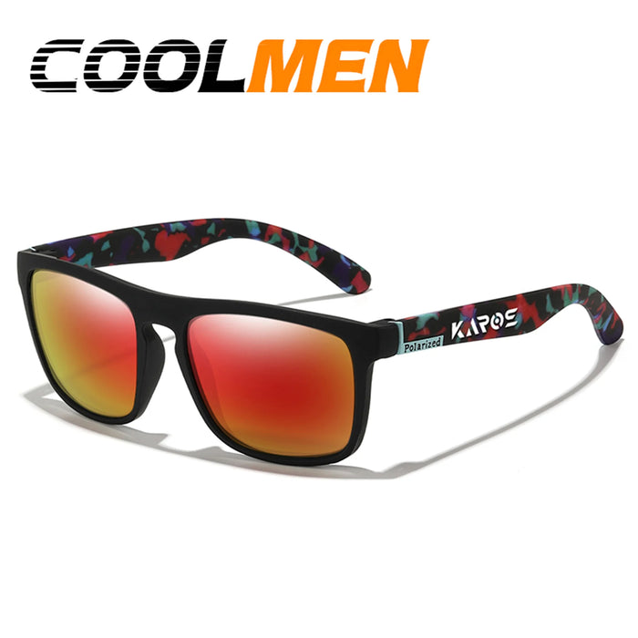 COOLMEN Gafas de sol polarizadas clásicas cuadradas para hombre, pesca, exteriores, conducción, ciclismo, correr, estilo vintage, montura grande, protección UV400