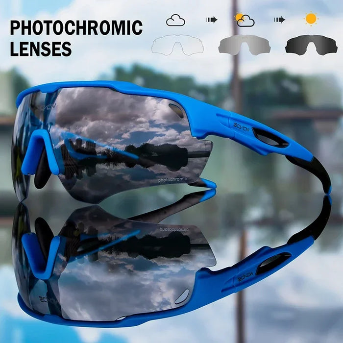 SCVCN Outdoor Bicycle Photochromic Glasses Men Cycling Glasses Polarized Cycle Sunglasses MTB UV400 Goggles Woman Bike Eyewear