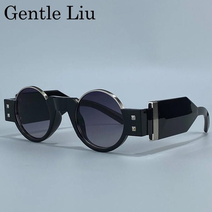 Lunettes de soleil rondes Steampunk gothiques à petite monture pour hommes 2026, marque de luxe Y2K, lunettes de soleil punk pour hommes, monture épaisse rétro