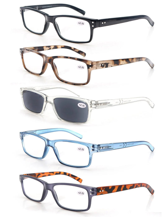 Gafas de Lectura para Hombre y Mujer, Diseño Cuadrado, Montura de Alta Calidad, Lentes de Lectura con Bisagra de Resorte, Gafas de Sol de Lectura +1.0~+4.0