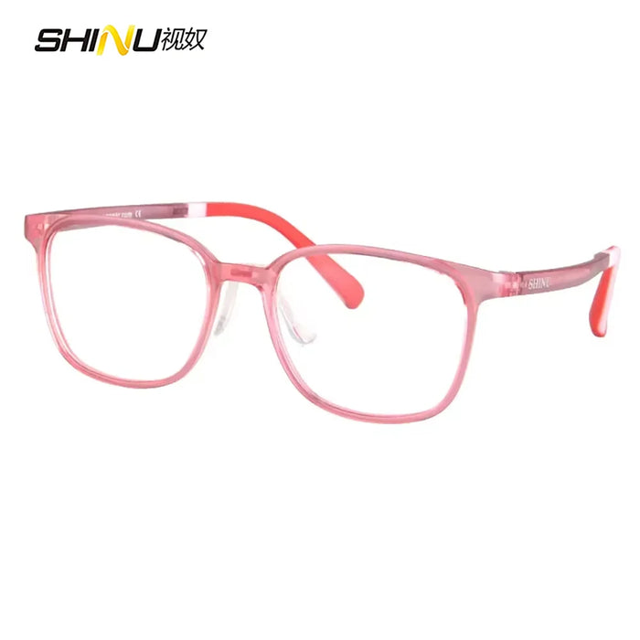 SHINU Lunettes pour enfants 2025 Monture en plastique PPSU Anti-lumière bleue Verres d'ordinateur Lunettes roses pour enfants Monture sans correction