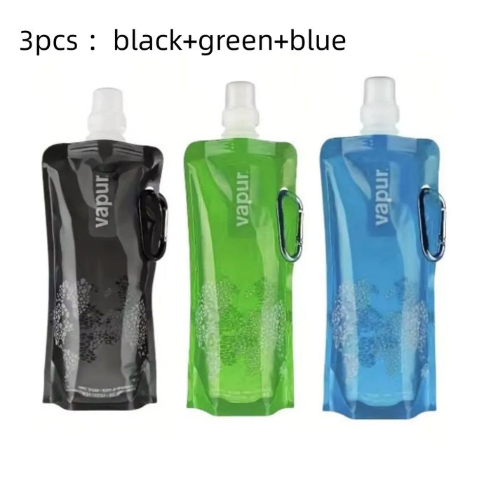 500ML Botella de agua plegable de silicona ultraligera portátil Bolsa de agua plegable Suministros deportivos al aire libre Senderismo Camping Bolsa de petaca blanda