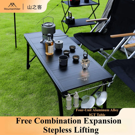 Mesa IGT Plegable con Elevador Desmontable Mountainhiker para Camping, Unidad Múltiple, Estufa de Gas, Parrilla Portátil para Acampar, Mesa de Picnic al Aire Libre
