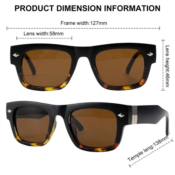 Lunettes de soleil rétro steampunk carrées photochromiques pour hommes, marque de luxe, design oversize, monture épaisse, rivet, lunettes de soleil pour homme