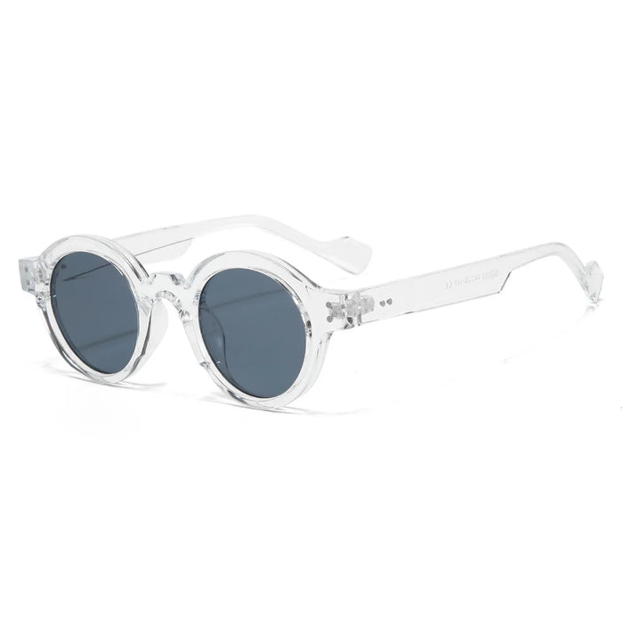 Round Sunglasses Men Punk Double Color Shades UV400 Retro Rivets Decoration Women Trending Sun Glasses Clear Lens Frame