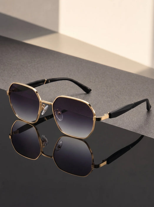 Fashion Polygonal Metal Frame Sunglasses, Men's And Women's Outdoor Driving Travel Decorations