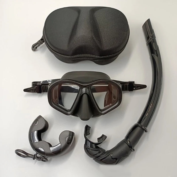 [C]Foldable Snorkel J-type Diving Mask With Camera Mount Tempered Glass Freediving Mask Snorkeling Set