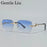 Rimless Square Sunglasses Men 2026 Luxury Brand Cut Edge Eyewear Trendy Leopard Head Sunglass For Male Punk Metal Frame Shades