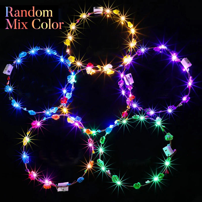 10-300Pcs LED Flower Crowns Light Up Headbands Glowing Flower Crown Garland Glow in the Dark Headband for Wedding Party favors