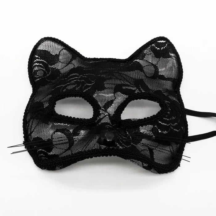 Máscara de encaje sexy para mujer, suministros de cosplay de gato, fiesta de baile, mascarada, máscara de zorro, decoración de cara de animal para parejas, accesorios para ojos