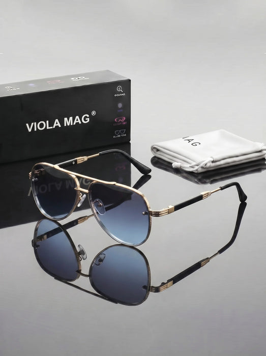 VIOLA MAG Gafas de sol retro de metal con efecto degradado Toad Mirror, unisex, diarias para ir al trabajo y para decoración al conducir, con bolsa para gafas