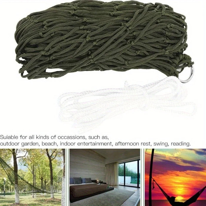 Heavy-Duty Thickened Nylon Outdoor Hammock with Green Insect Net, Portable Hammock for Garden & Camping