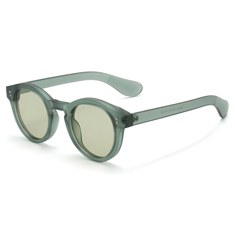 Clear Lens Candy Color Sand Frame Round Sunglasses Women Men Punk Shades UV400 Retro Rivets Decoration Trending Sun Glasses