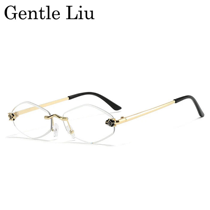 Gafas de sol hexagonales sin montura a la moda para mujer 2026, de marca de lujo, estilo Y2K Punk, sexy, para viajar, lentes de sol para mujer, gafas sin montura de rombos