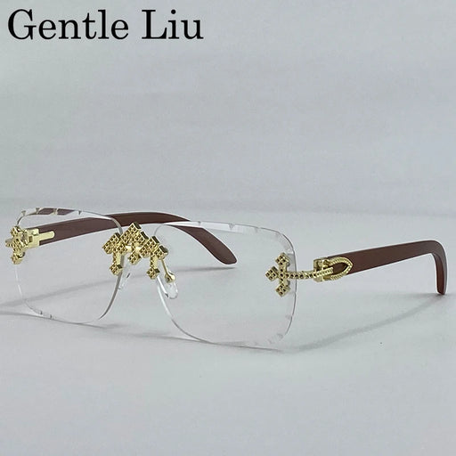 Vintage Square Rimless Sunglasses Men Big 2026 Luxury Brand Fashion Cut Edge Frameless Sun Glasses for Male Punk Eyewear Shades