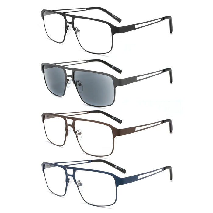 Gafas de lectura de luz azul para hombres con montura de metal, gafas de ordenador, lupa para presbicia con lentes de +0,75~3,0
