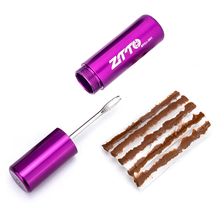 ZTTO Bicycle Tubeless Tyre Fast Repair Kit MTB Road Bike Tires Punctur Sealant Rubber Strip Drill Tool Handle Bar End Hidden