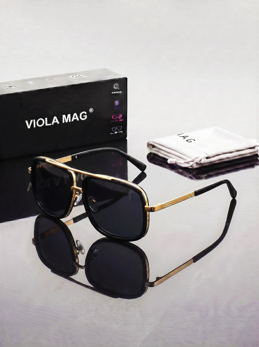 Gafas de sol de aviador VIOLA MAG de lujo retro con doble puente, gafas de piloto premium, gafas de diseñador de moda con terciopelo protector