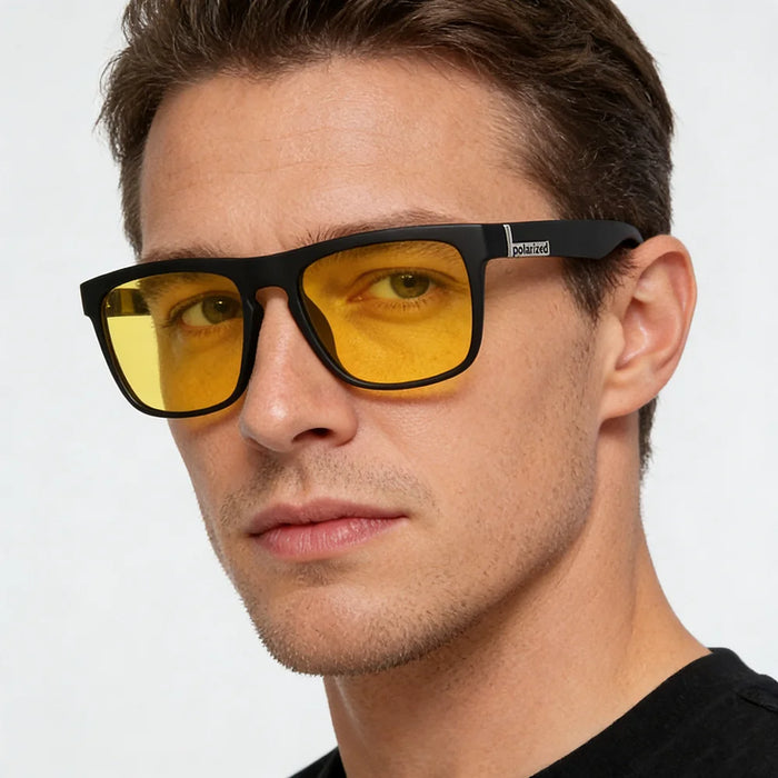 VIVIBEE Night Vision Glasses Yellow Polarized UV400 Men Square Driving Goggles Sports Women Anti Glare Car Eyepieces