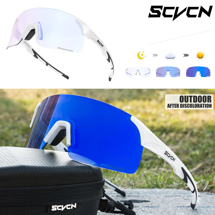 SCVCN New Photochromic Sunglasses Man MTB Climbing Glasses Outdoor Sports Bike Cycling Glasses Women Driving Bicycle Goggles