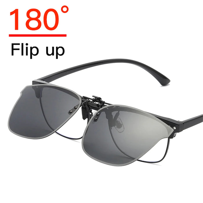 VIVIBEE Gafas de sol grandes con clip abatible polarizadas para hombre, clásicas, UV400, lentes fotocromáticas, gafas de sol para mujer