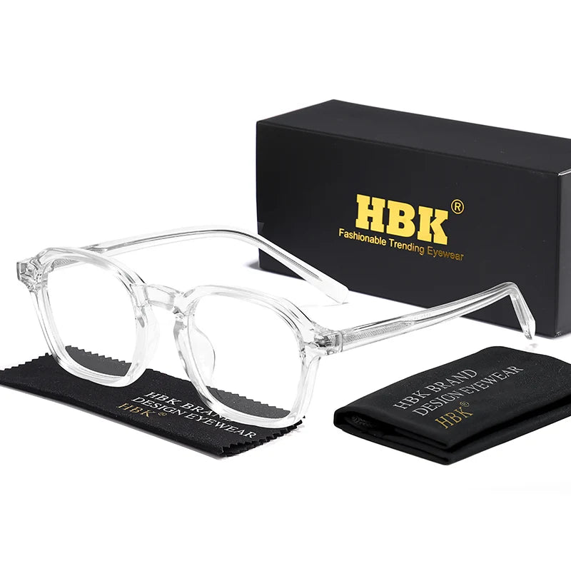 HBK Square Men's Optical Eyeglass Frame Retro High Quality Brand Eyewear Women's Anti Blue Light Decoration Glasses
