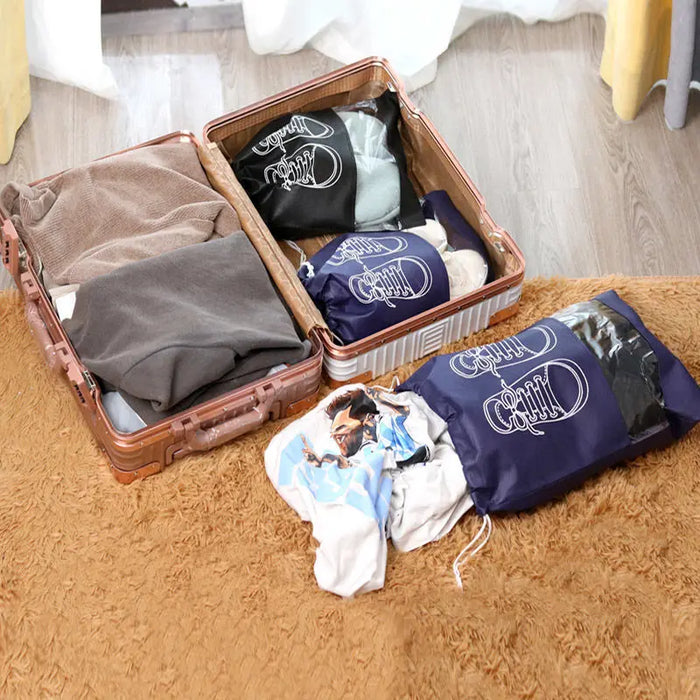 5 bolsas de almacenamiento de zapatos, organizador de armario, bolsas portátiles de viaje no tejidas, bolsillo impermeable para ropa, bolsa colgante clasificada con cordón