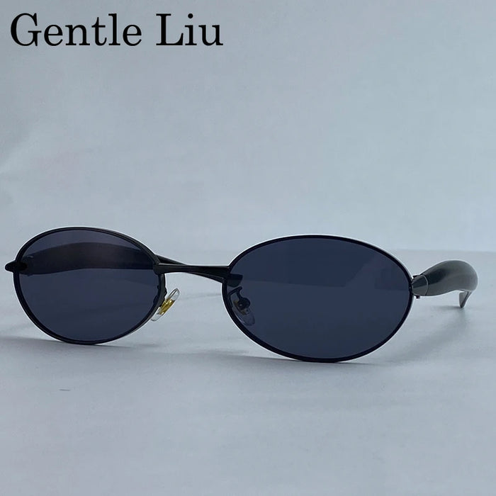 Vintage Small Frame Oval Sunglasses Women 2026 Luxury Trendy Steampunk Metal Sun Glasses For Lady Classic Outdoor UV400 Shades