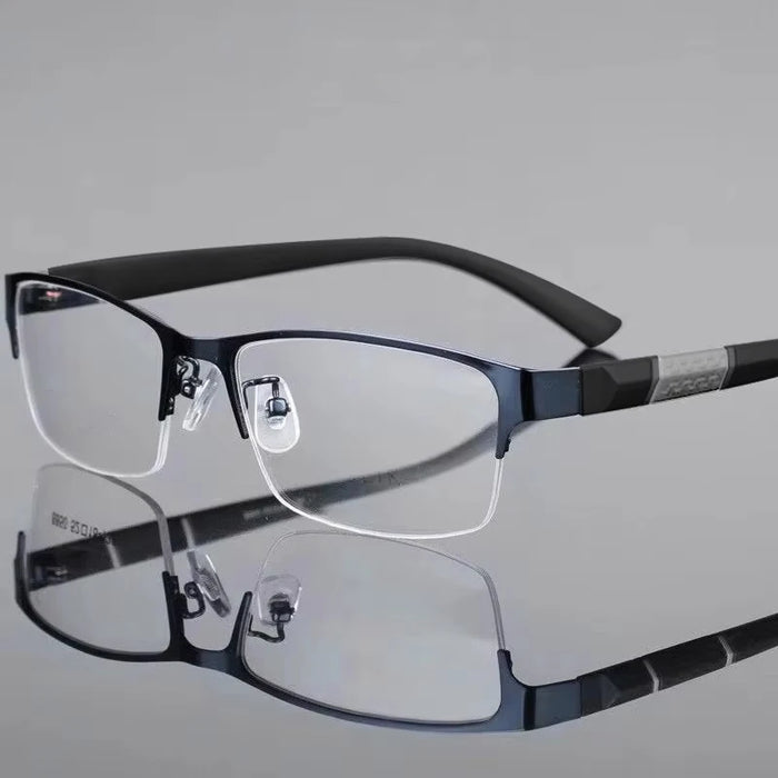 Business Men's Photochromic Myopia Glasses Unisex Half Frame Square Near Sight Eyeglasses Optical Prescription Minus Eyewear