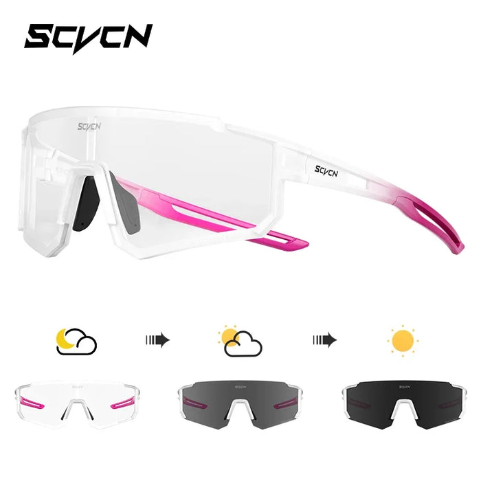 SCVCN Photochromic Cycling Glasses UV400 Protection Sports Running Sunglasses TR90 Men Women for MTB Bicycle Goggles Drving
