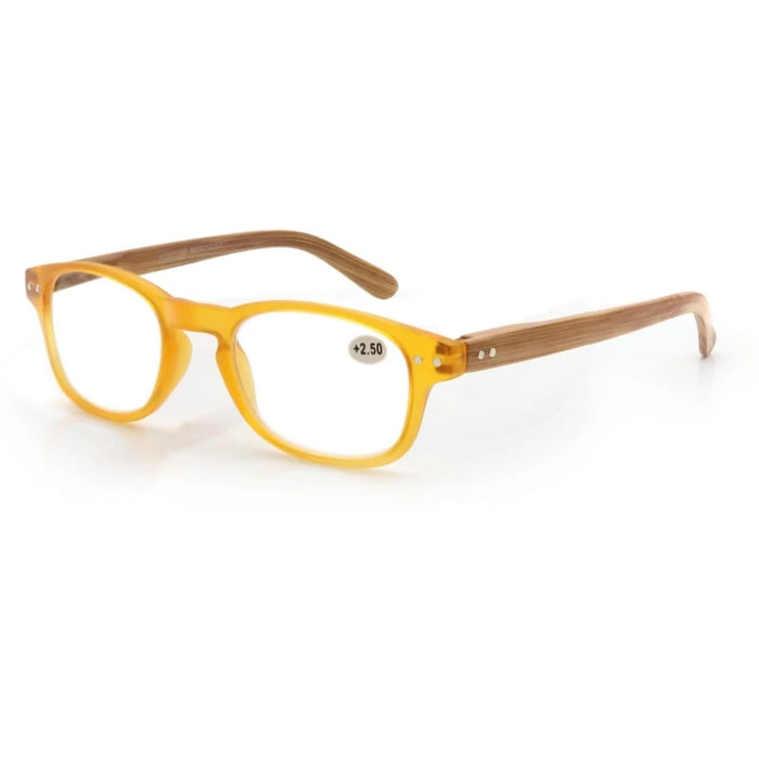 Reading Glasses for Men Women Fashion Wood-Look Plastic Eyeglass Frame Spring Hinge Stylish Readers Magnifying Glass Eyewear