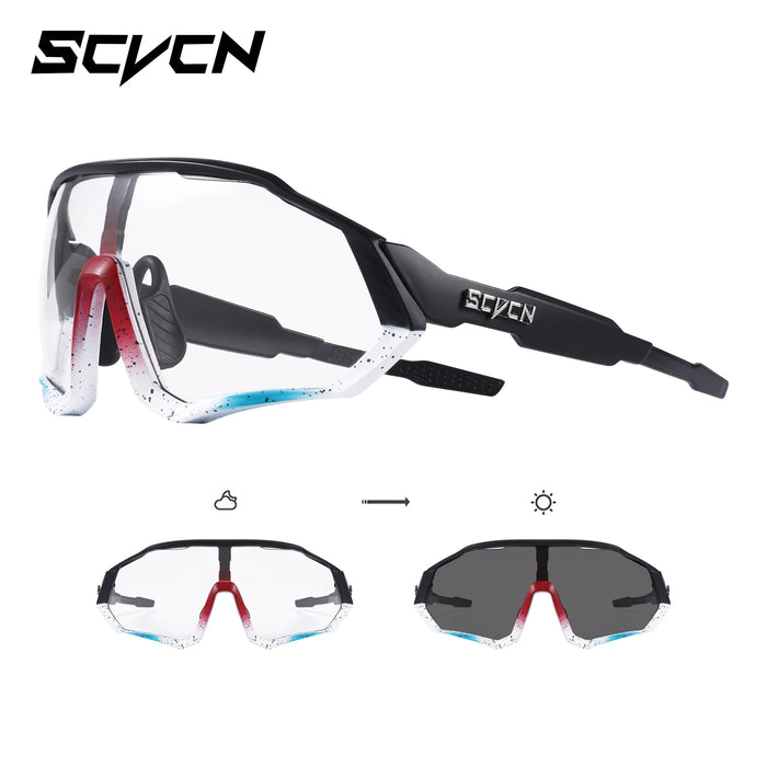 SCVCN Photochromic Cycling Sunglasses Outdoor Sports Running Drving Glasses Road MTB Bicycle Goggles  UV400 Safety Bike Eyewear