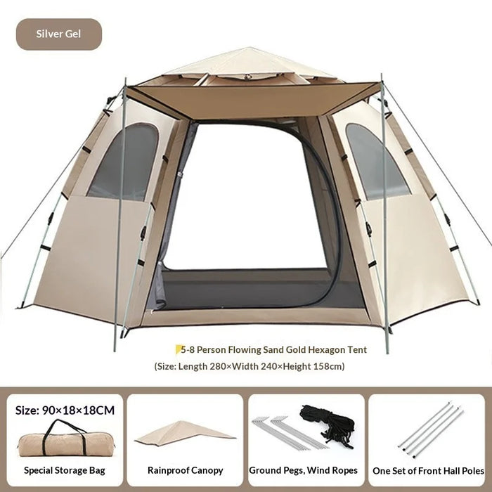 Automatic Thickened Outdoor Camping Tent Portable Folding Quick-Open Picnic Camping Shelter Rainproof Overnight Stay