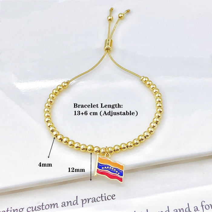 New Arrival Venezuela Flag Map Cross Copper Bead Bracelet Classic for Men's Women's Daily Party Zircon Jewelry National Day Gift
