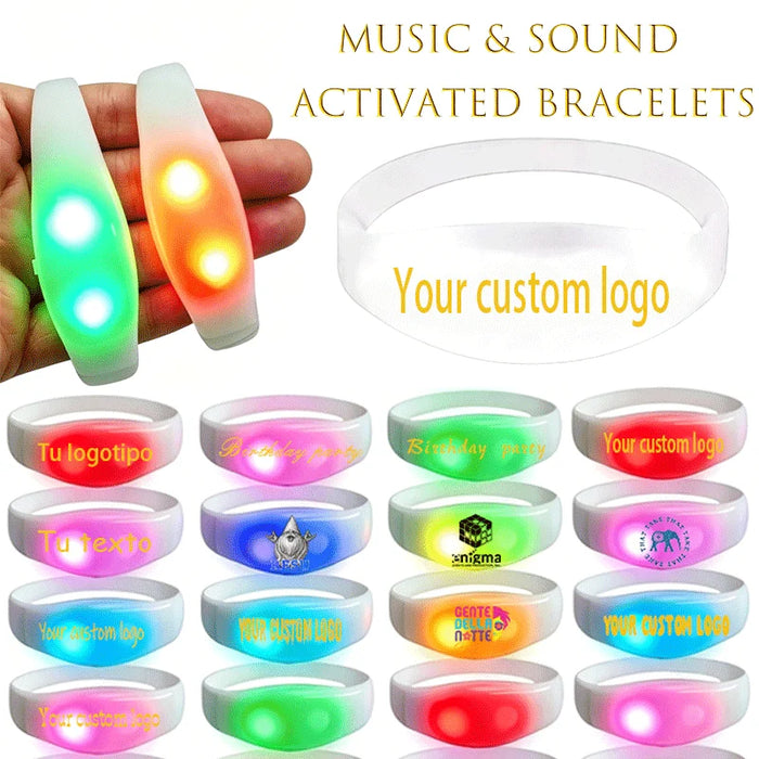 20/30/50/70/90 pcs Music & Sound Activated LED Bracelet Light up Bracelet Glow in the Dark Bracelets Wedding Party decorate