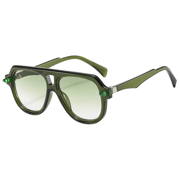 Lunettes de soleil pilote double pont femme, verres dégradés rétro, UV400, tendance, marque de designer homme, rivets