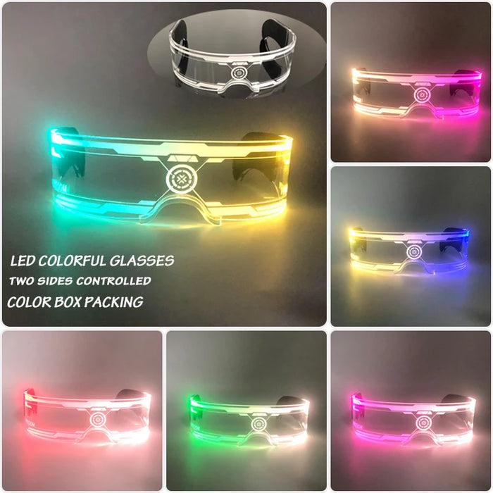 Cyberpunk LED Light Up Glasses Futuristic Luminous Unisex Eyewear Cool Glowing Glasses For Cosplay Bar Rave Club Halloween Party