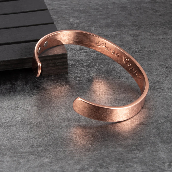 Vinterly Pure Copper Bracelets for Women Men 10mm Wide Adjustable Cuff Copper Magnetic Bangles Arthritis Healing Energy Jewelry