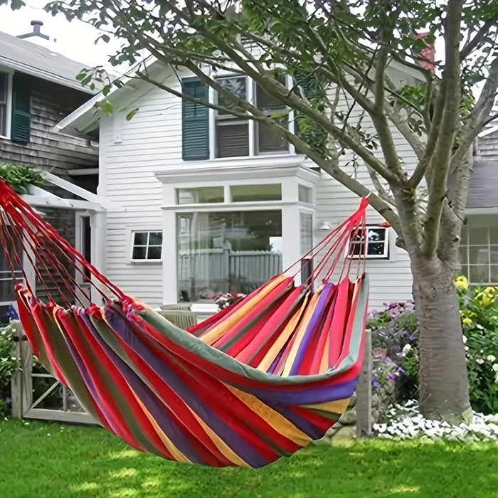 1 Piece Portable Woven Canvas Hammock With Storage Bag Anti Rolling Hammock For Indoor Outdoor Camping Garden Backyard