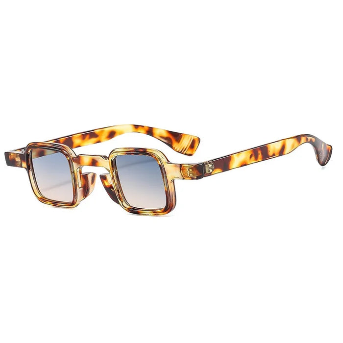 Ins Popular Fashion Small Square Sunglasses Women Retro Punk Shades UV400 Men Clear Ocean Lens Trending Rivets Sun Glasses