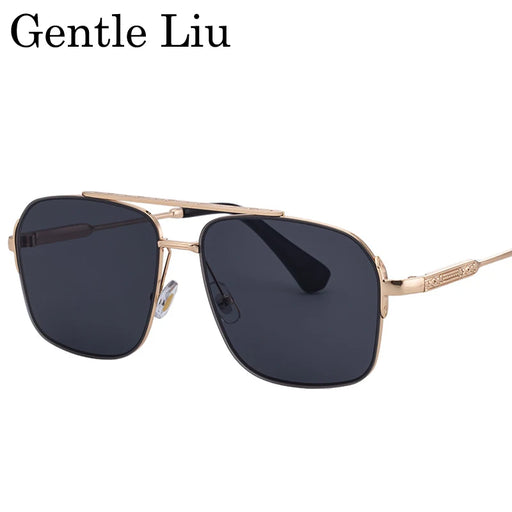 Gafas de sol punk retro cuadradas de gran tamaño para hombres 2026, de marca de lujo, de diseñador, con montura de metal vintage, gafas de sol masculinas de doble puente