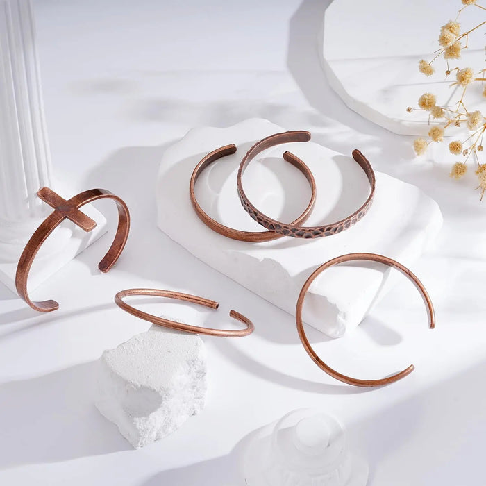 Pure Copper Bracelets for Women Men Waterproof Healing Cuff Bracelets Adjustable Chunky Healing Copper Bangle Jewelry Gifts
