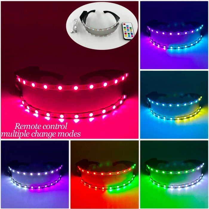Gafas futuristas cyberpunk luminosas Rave Gafas iluminadas cibernéticas Visor LED que brilla para accesorios de espectáculo de música EDM