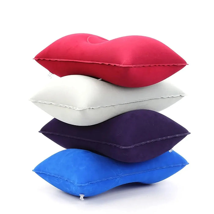 Almohada de aire inflable plegable portátil para viajes al aire libre, dormir, acampar, PVC, soporte para cuello, respaldo de avión, almohada cómoda