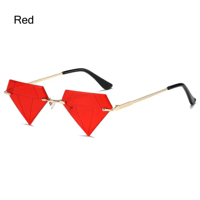 Triangle Diamond Shaped Sunglasses for Women Men Vintage Clear Ocean Gradient Glasses Rimless Polygon Sun Glasses