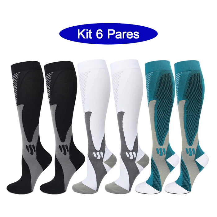 6Pairs Compression Socks 20-30mmHg High Stockings Men & Women Sports Marathon Cycling Football Varicose Veins EU35-45
