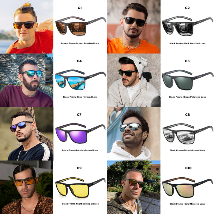ZENOTTIC Lunettes de soleil polarisées tendance pour femmes et hommes, monture légère en TR90, protection UV400, lunettes de soleil carrées