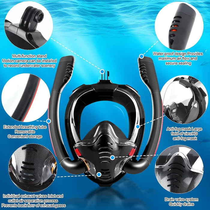 Snorkeling Mask Set, Adult Swimming Fins Set, Silicone Fins, Universal and Adjustable—Snorkeling Gear for a Summer of Fun
