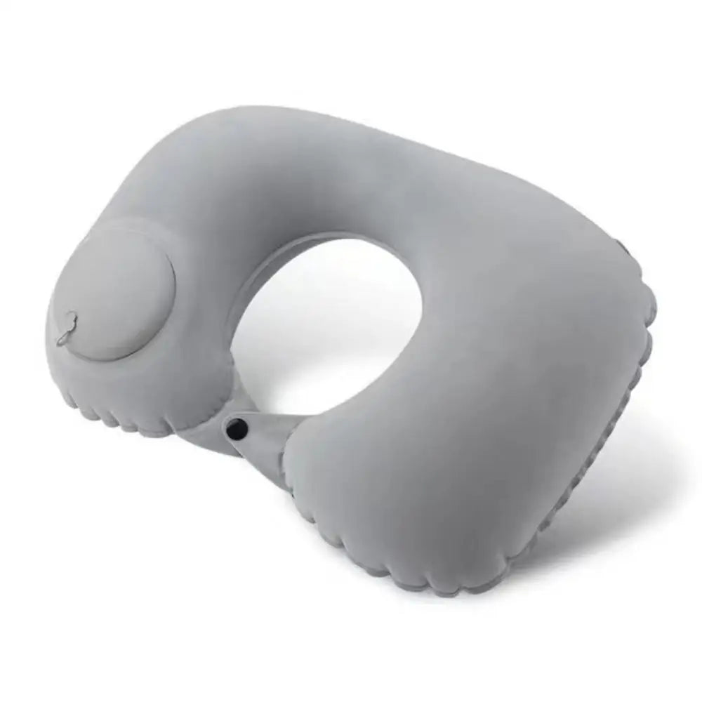 Almohada de cuello inflable en forma de U portátil con pulsador, suave soporte de aire, almohada de viaje cómoda para dormir en vuelos y coches
